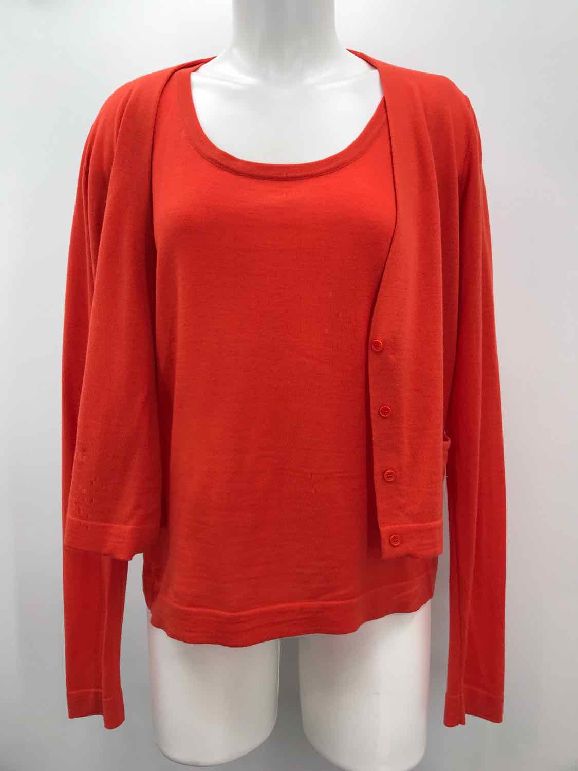 Akris Punto Orange Size 12 Set Wool Cardigan