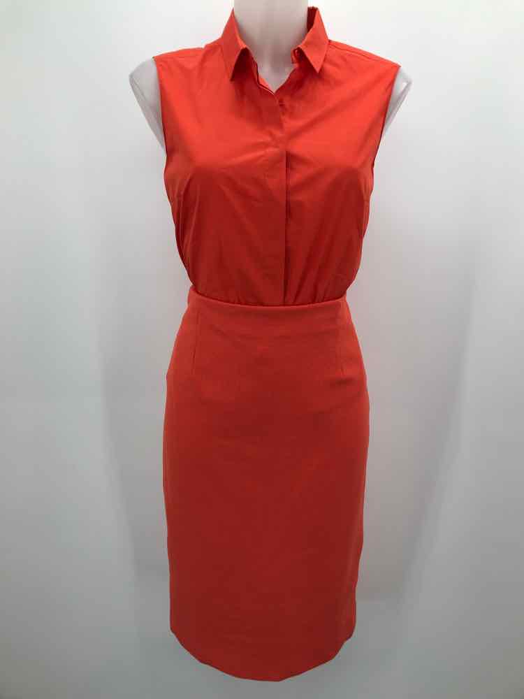 Akris Punto Orange Size 6 Button Down Midi Sleeveless Dress