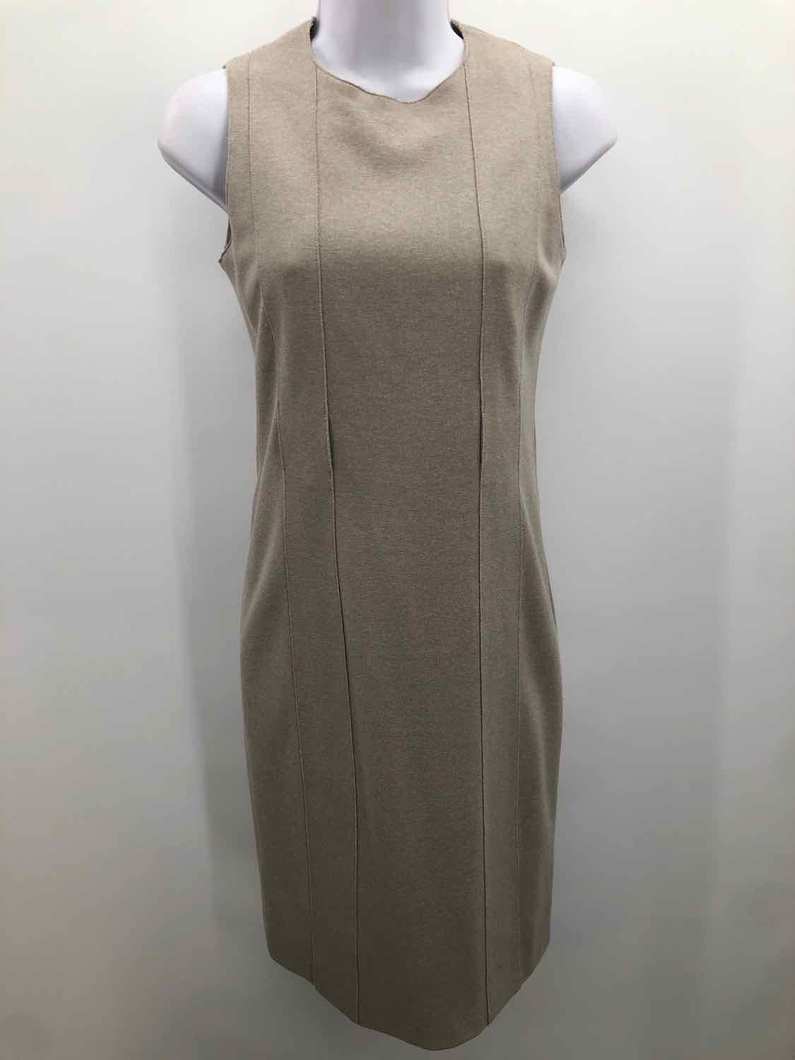 Akris Punto Tan Size 2 Sheath Knee Length Sleeveless Dress