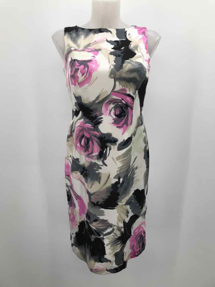 Albert Nipon Grey Size 4 Floral Knee Length Dress with Jacket