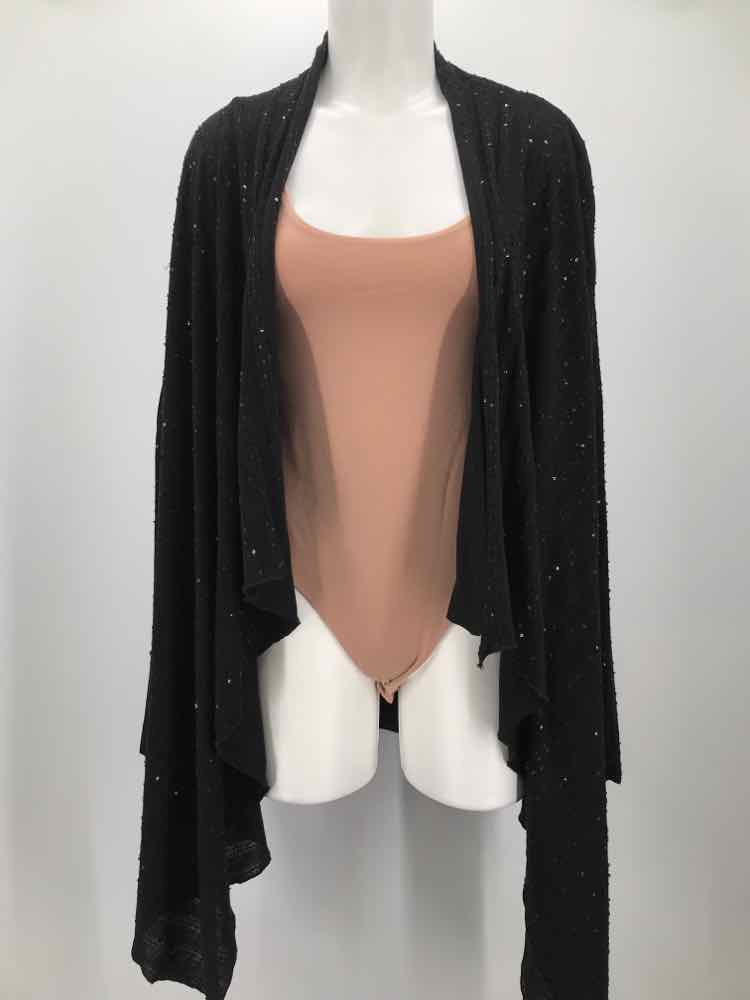 Alberto Makali Black Size XL Sequin Open Cardigan