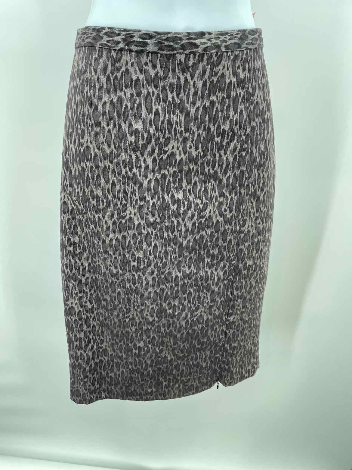 Alberto Makali Grey Size 4 Animal Print Midi Pencil Skirt