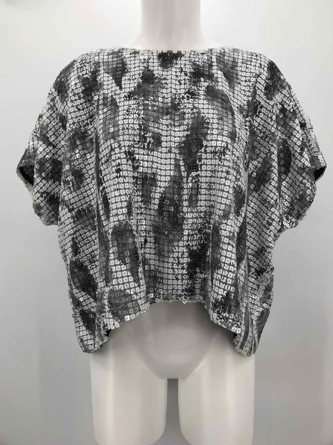 Alberto Makali Grey Size Medium Sequin Blouse