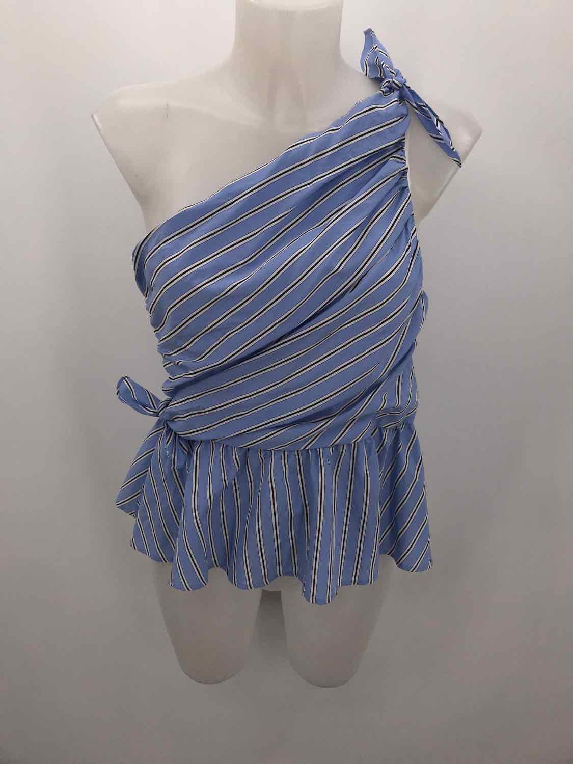 ALC Blue Size 6 Stripe Ruched One Shoulder Tank