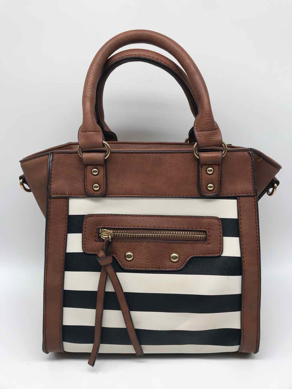 Aldo Brown Stripe Satchel Satchel Handbag