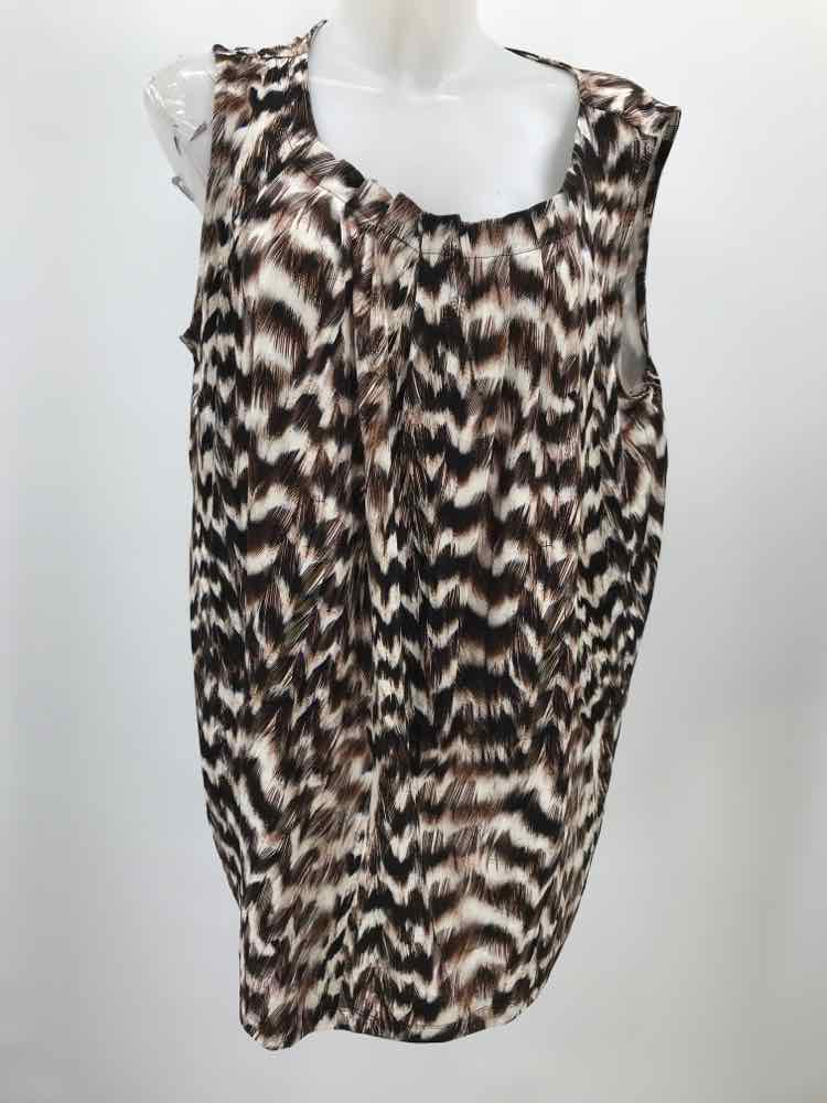 Alessa W Brown Size 14 Printed Tank Top