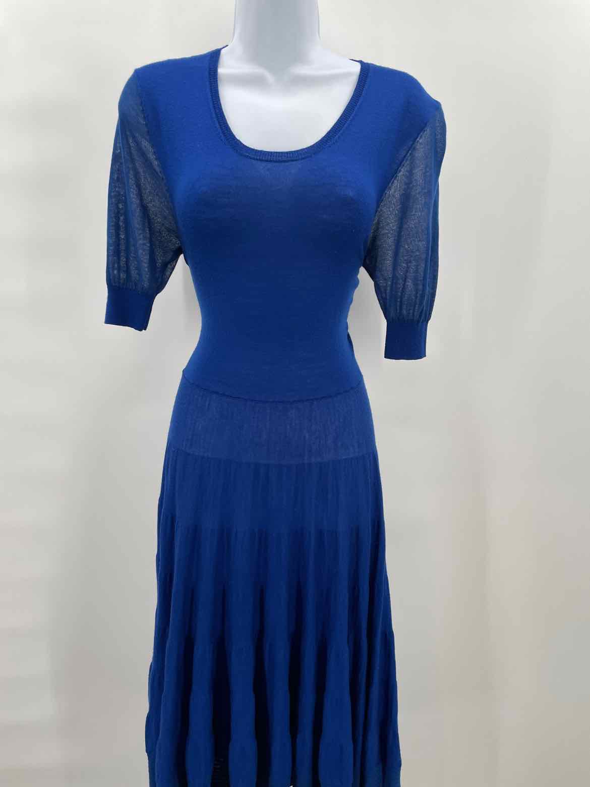 Alexander McQueen Blue Size Small Midi Knit Dress