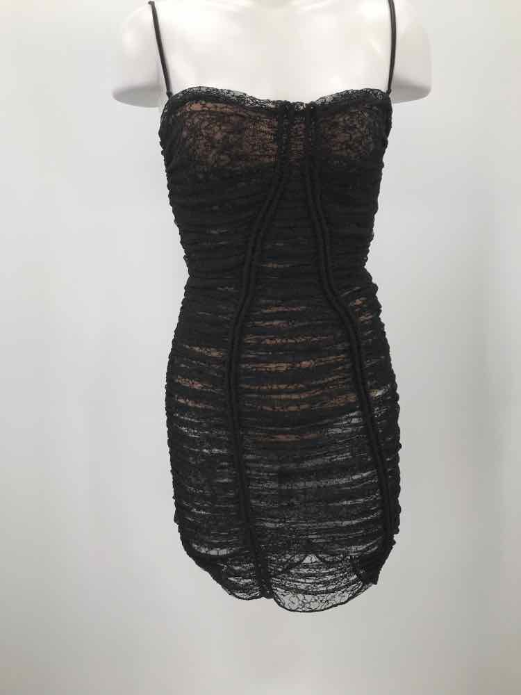 Alexander Wang Black Size 4 Lace Ruched Short Sleeveless Dress