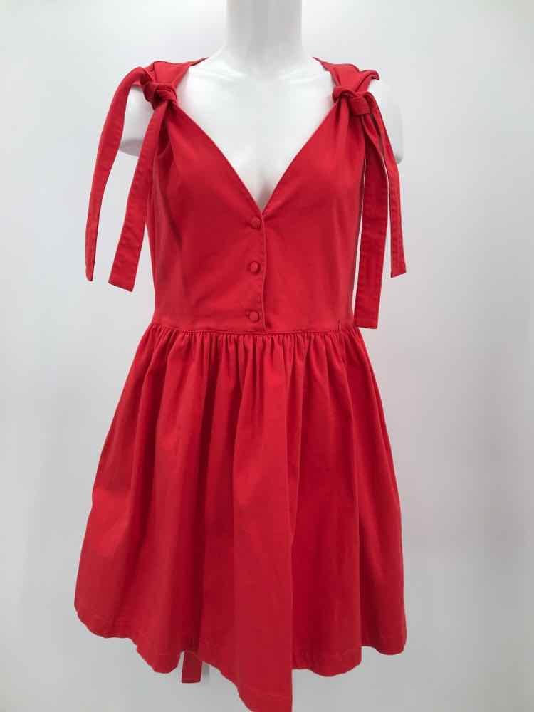 Alexie Red Size Large Button Down Pleated Short Sleeveless Dress