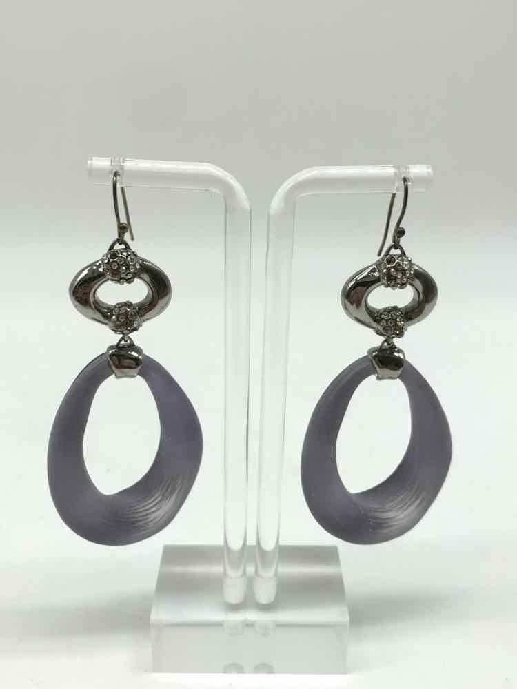 Alexis Bittar Purple Oval Pierced Drop Earrings