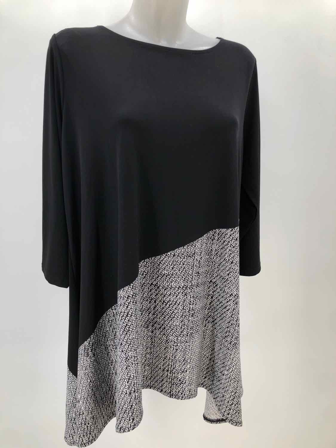 Alfani Black Size 1X Printed Long Sleeve Blouse