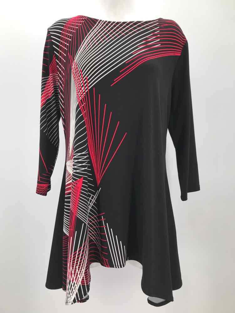 Alfani Black Size Medium Printed Long Sleeve Blouse