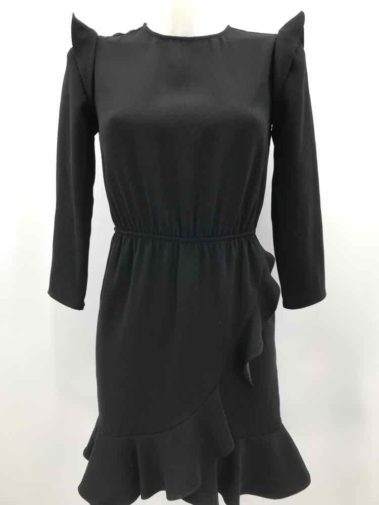 Ali & Jay Black Size XS Polyester Ruffle Knee Length Long Sleeve Dress