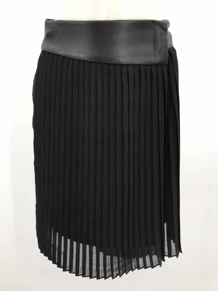 Alice + Olivia Black Size 0 Pleated Wrap Skirt