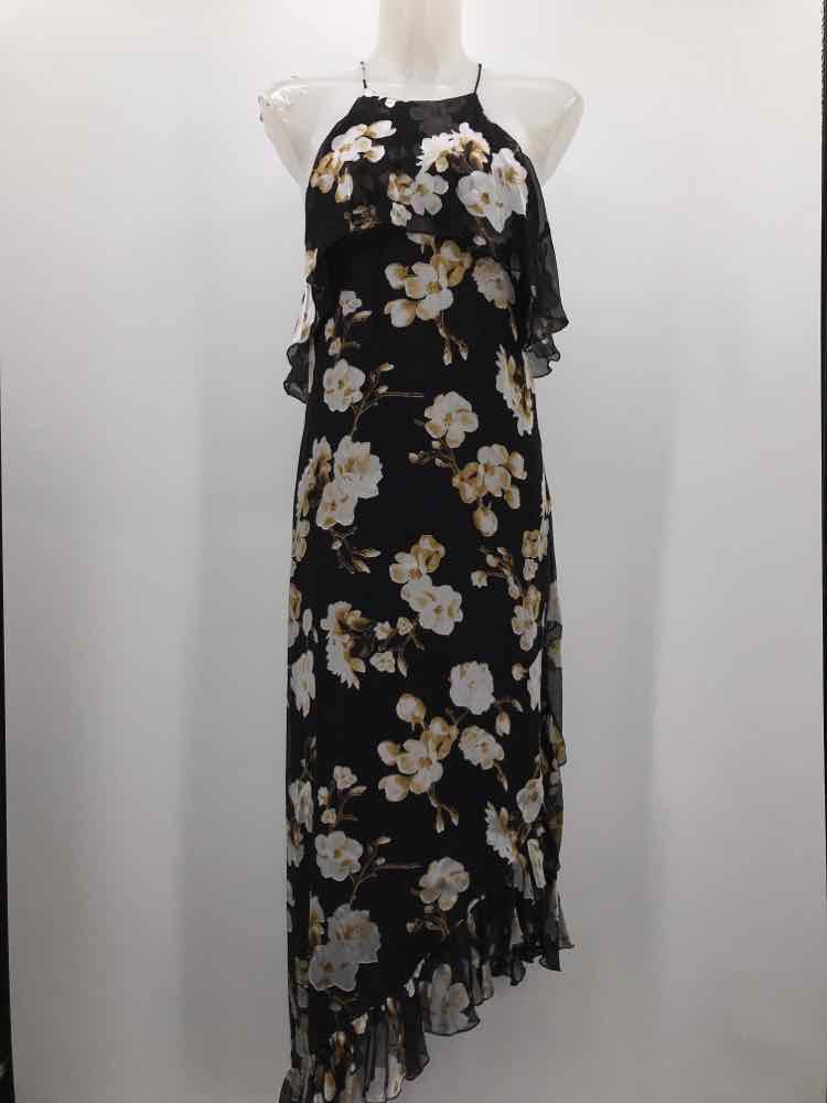 Alice + Olivia Black Size 6 Floral Long Sleeveless Dress