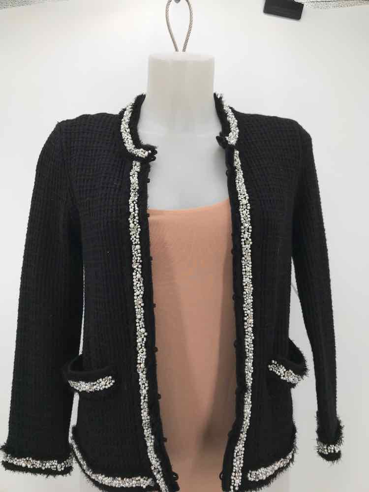 Alice + Olivia Black Size Small P Beaded Knit Jacket