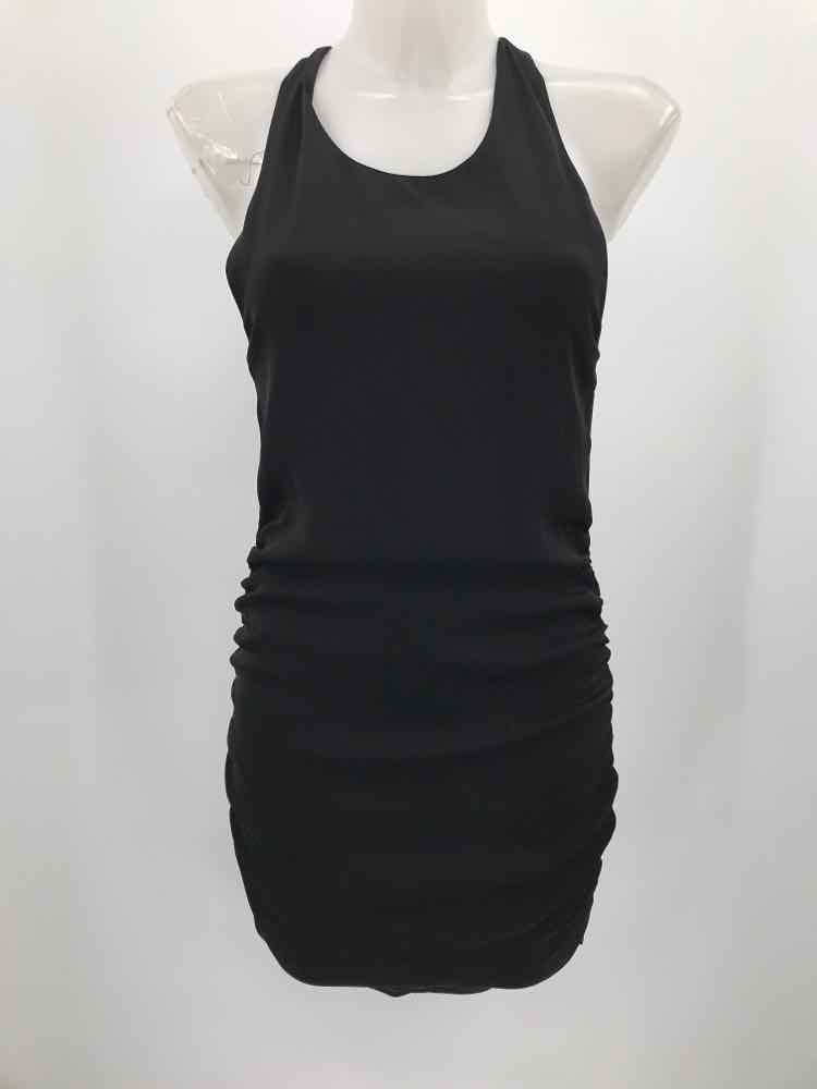 Alice + Olivia Black Size Small Ruched Short Sleeveless Dress