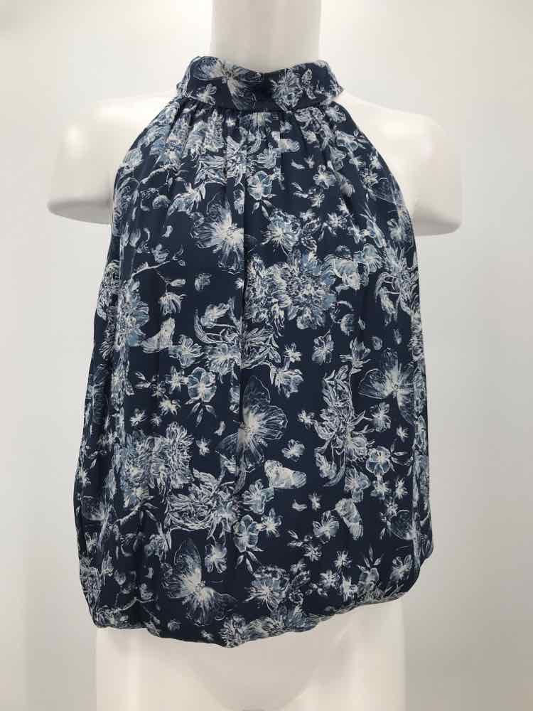 Alice + Olivia Navy Size Medium Floral Halter Tank