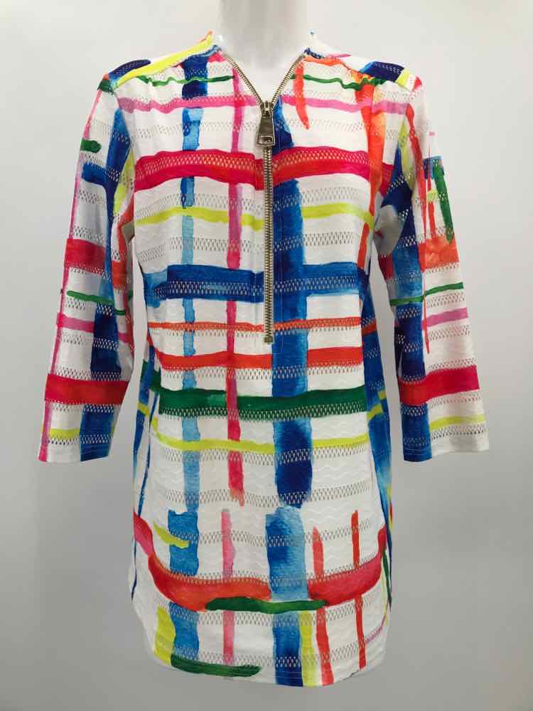 Alisha D. White Size Medium Plaid Tunic