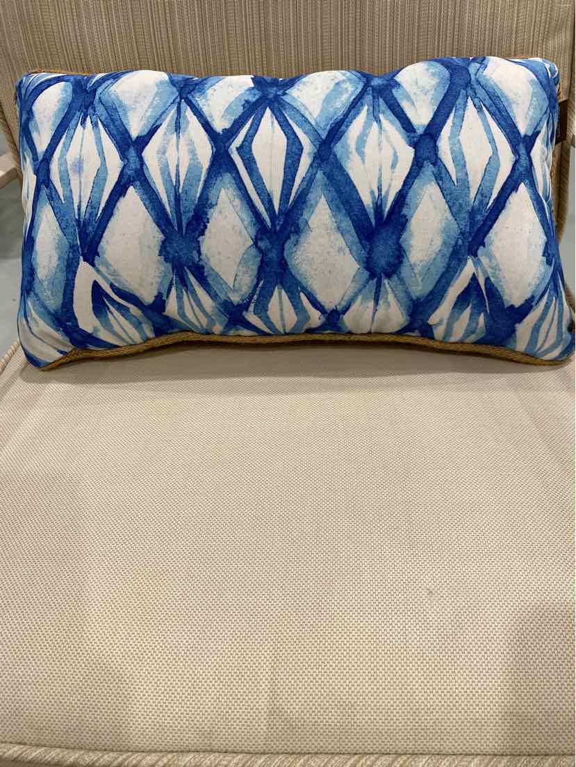 Allen&Roth Blue Geometric Jute Lumbar Pillow