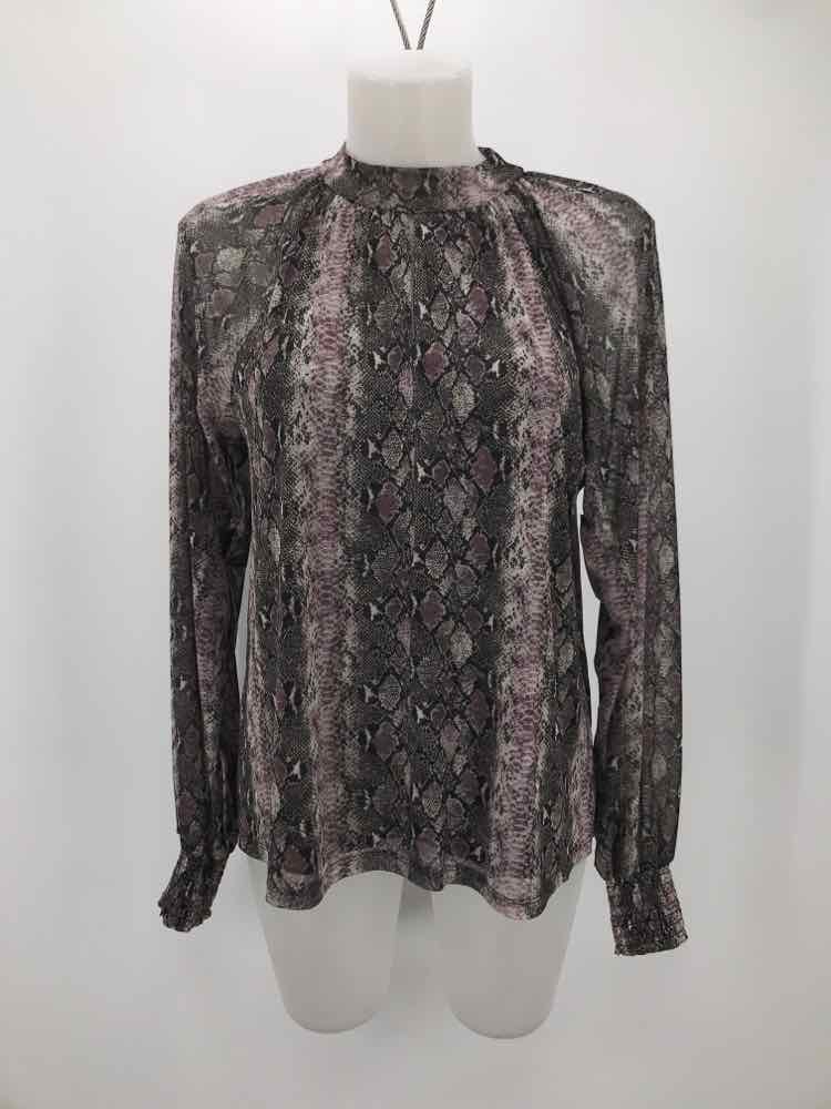 Allison Joy Grey Size Medium Snake Grain Long Sleeve Blouse