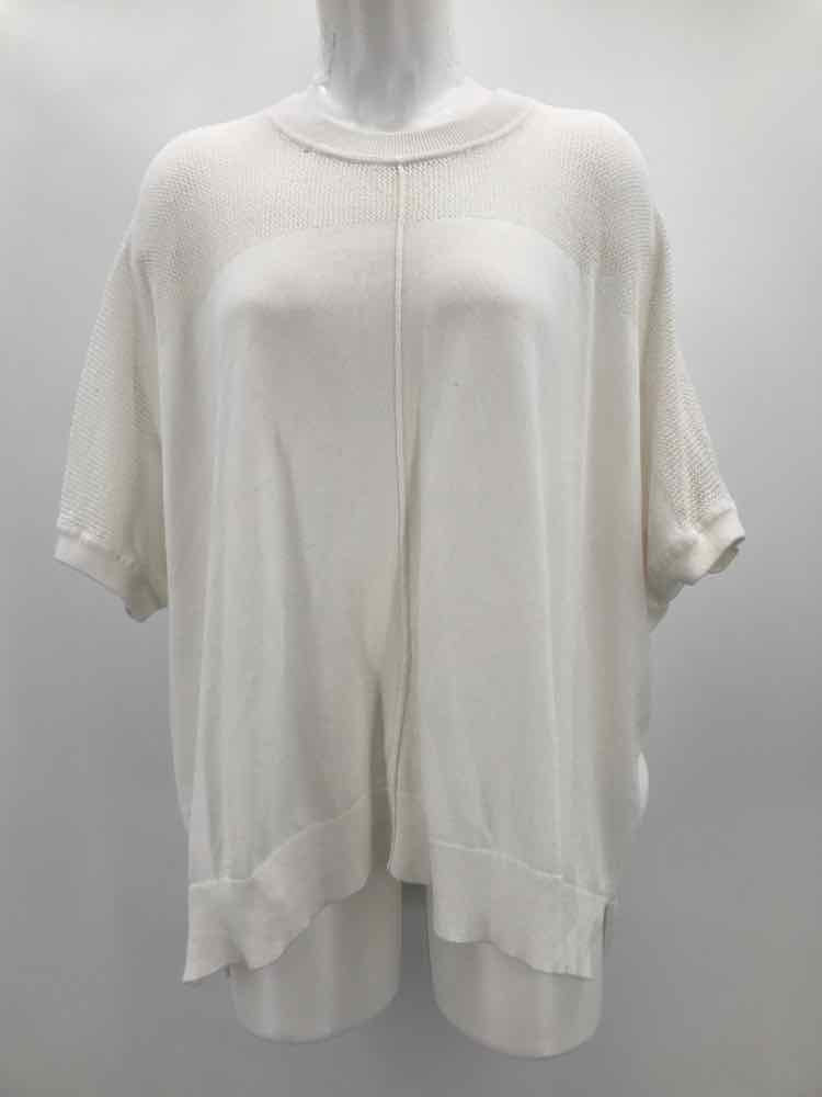 allsaints White Size Large Short Sleeve Knit Top