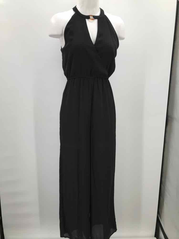 Alya Black Open Back Sleeveless Jumpsuit