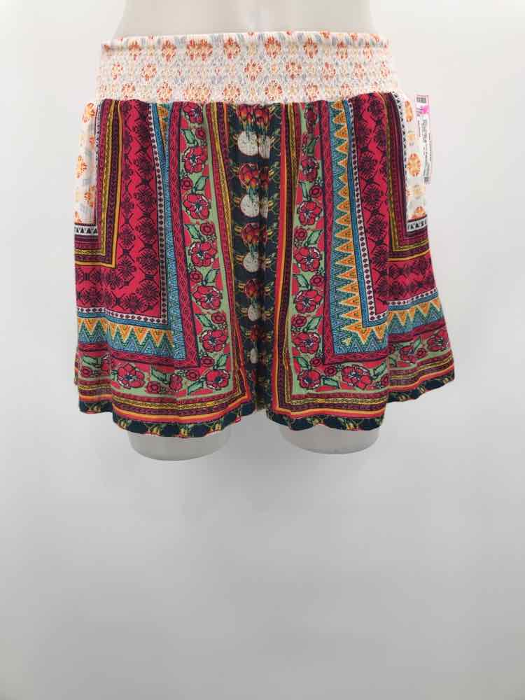 Alya Red Size Medium Multi Print Multicolor Basic Shorts