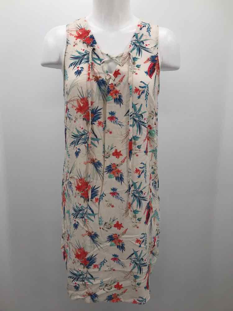 Amanda Uprichard Ivory Size Small Printed Short Sleeveless Dress