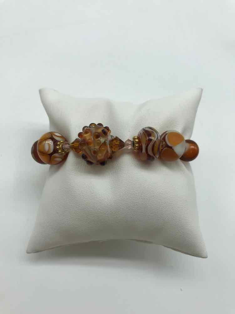 Amber Glass Beaded Bracelet