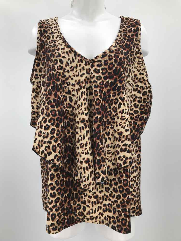 American Heart Brown Size Large Animal Print Layered Tank Top