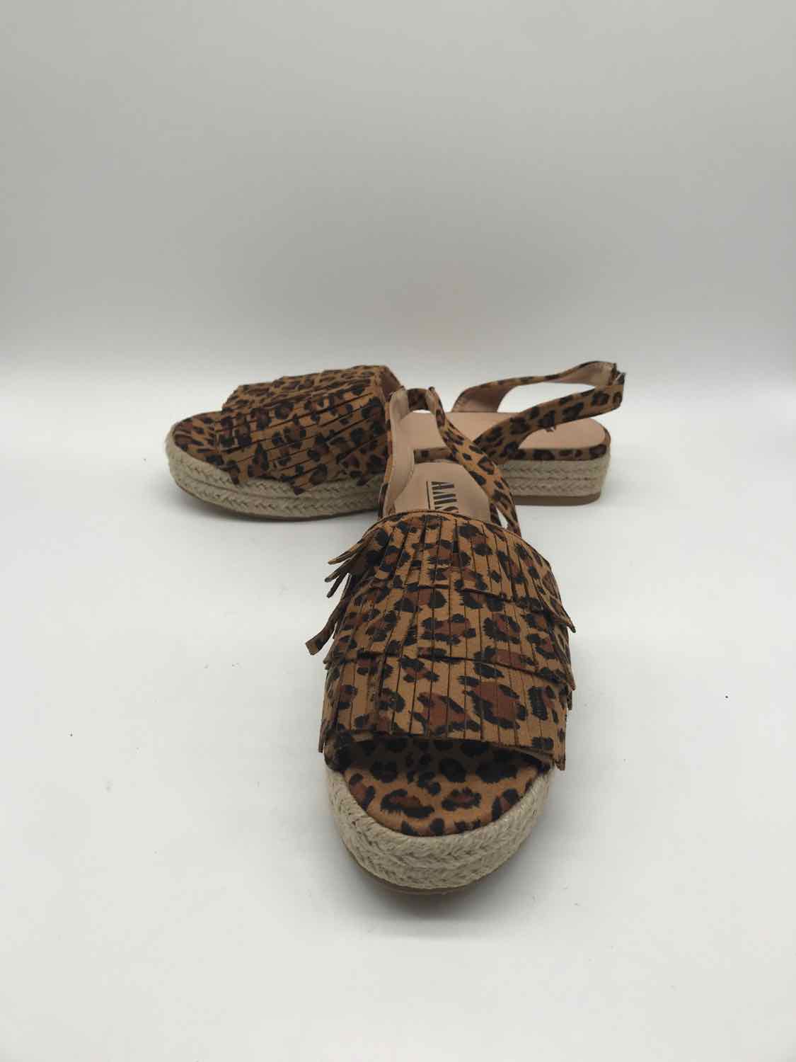 AMS Brown Size 7.5 Leopard Slingback Sandals