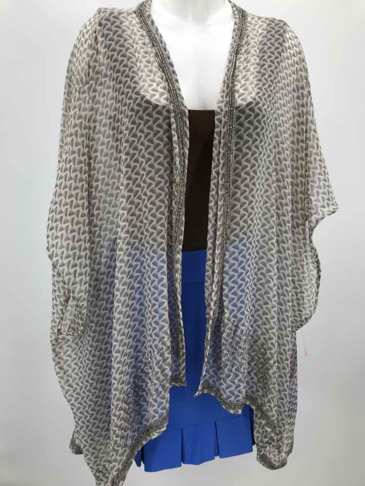 Andersen & Lauth Grey Size One Size Printed Beaded Shawl