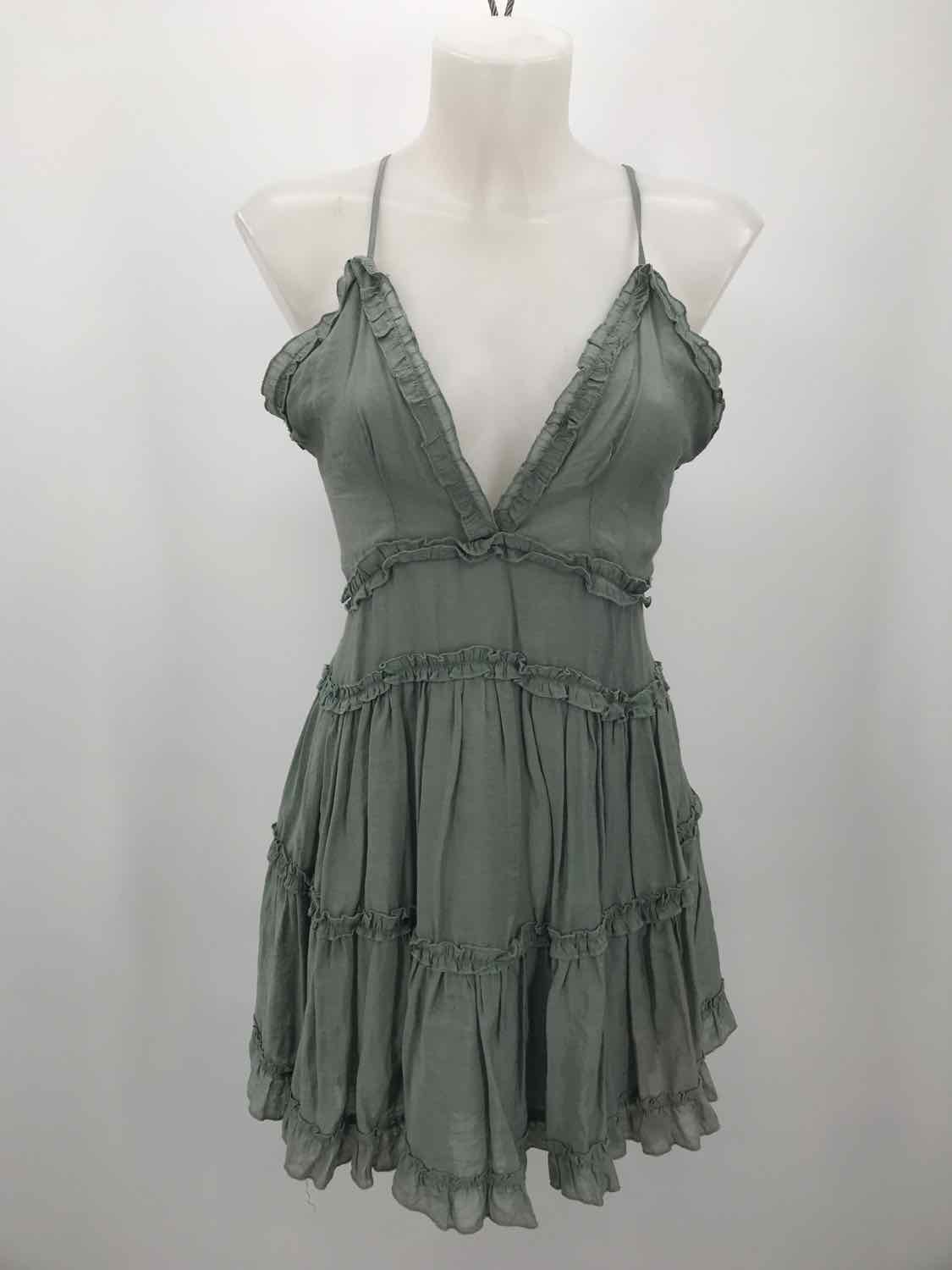 Angel Biba Green Size Large Shimmer Short Sleeveless Dress