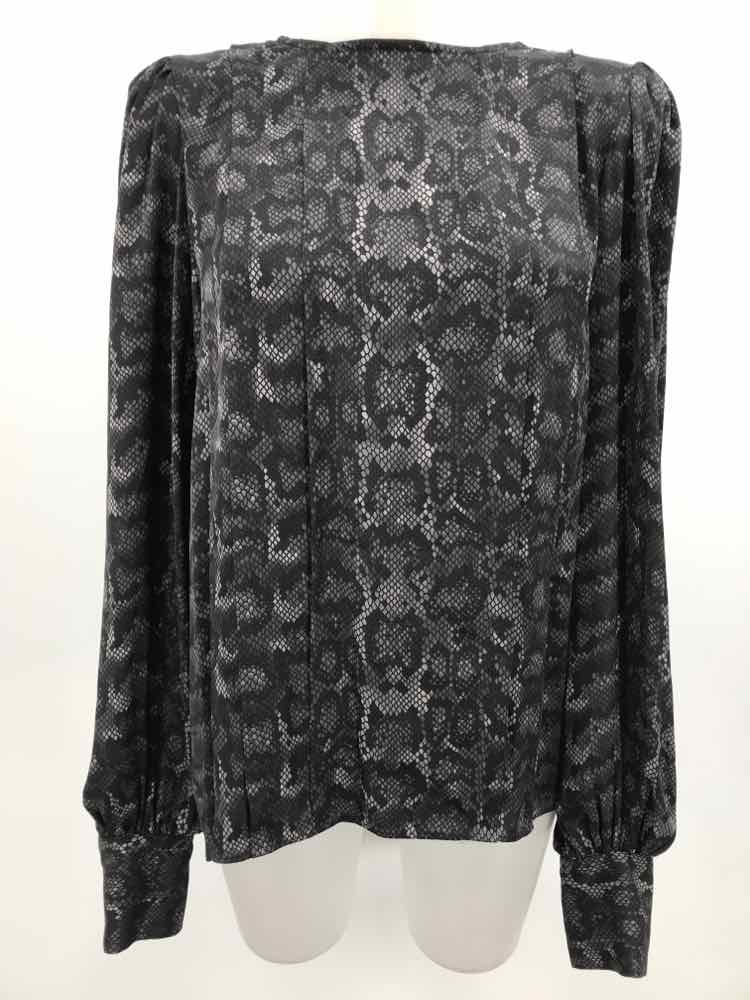 Anine Bing Black Size Small P Snake Print Long Sleeve Blouse