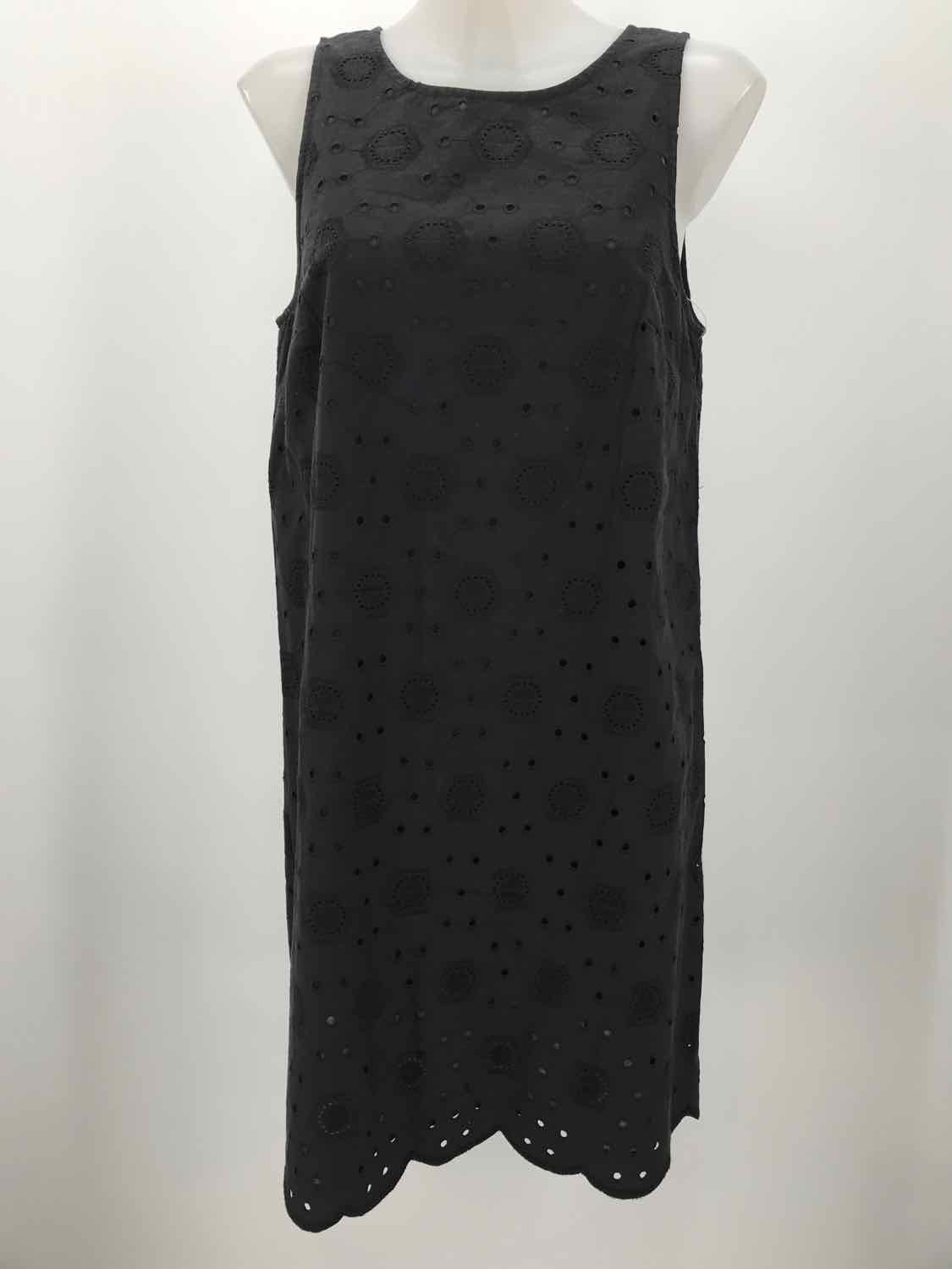 Ann Taylor Black Size 10 Eyelet Knee Length Sleeveless Dress