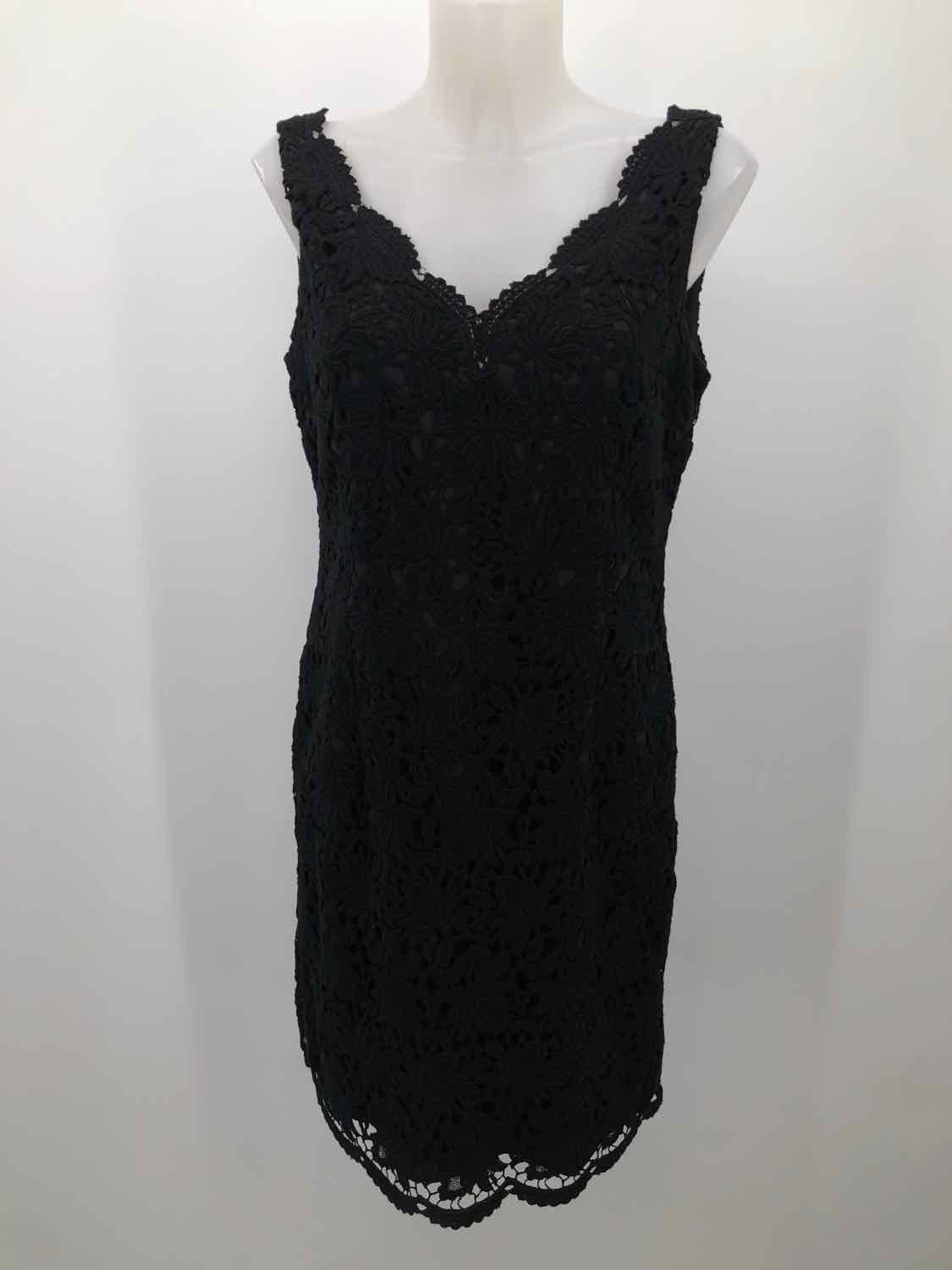 Ann Taylor Black Size 6 Eyelet Knee Length Sleeveless Dress