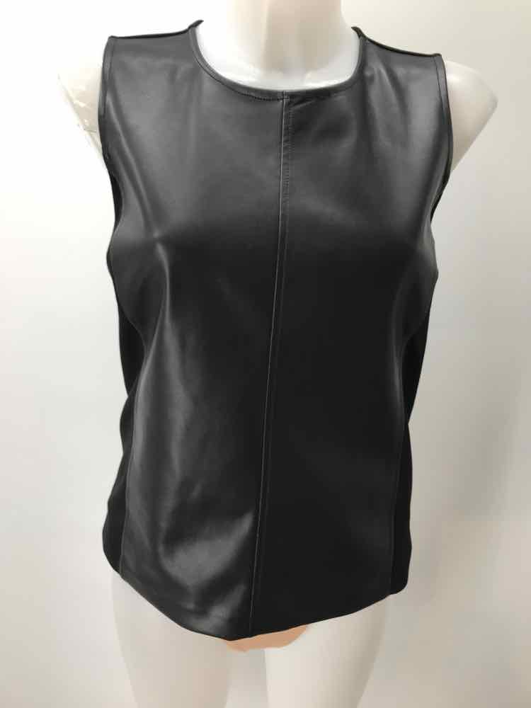 Ann Taylor Black Size Small P Faux Leather Tank Top