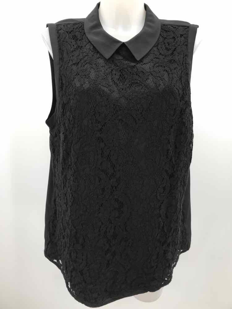 Ann Taylor Black Size XL Lace Sleeveless Top