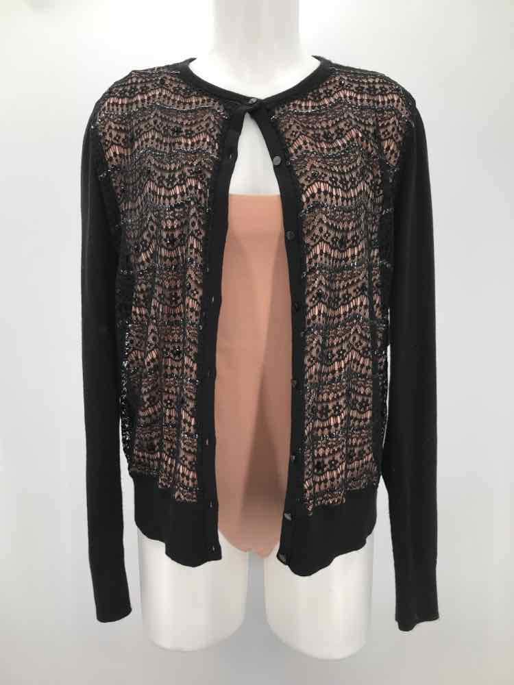 Ann Taylor Black Size XL Sequin Lace Cardigan