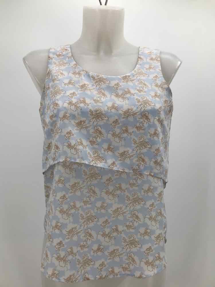 Ann Taylor Blue Size XS Floral Layered Tank Top