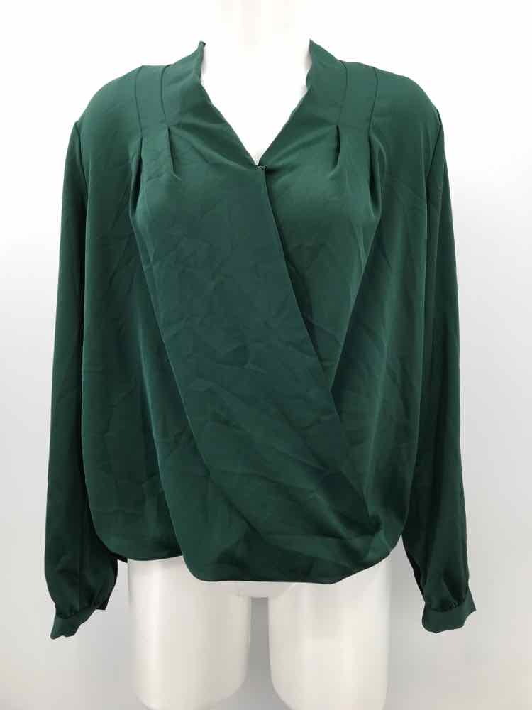 Ann Taylor Green Size Small Draped Long Sleeve Blouse