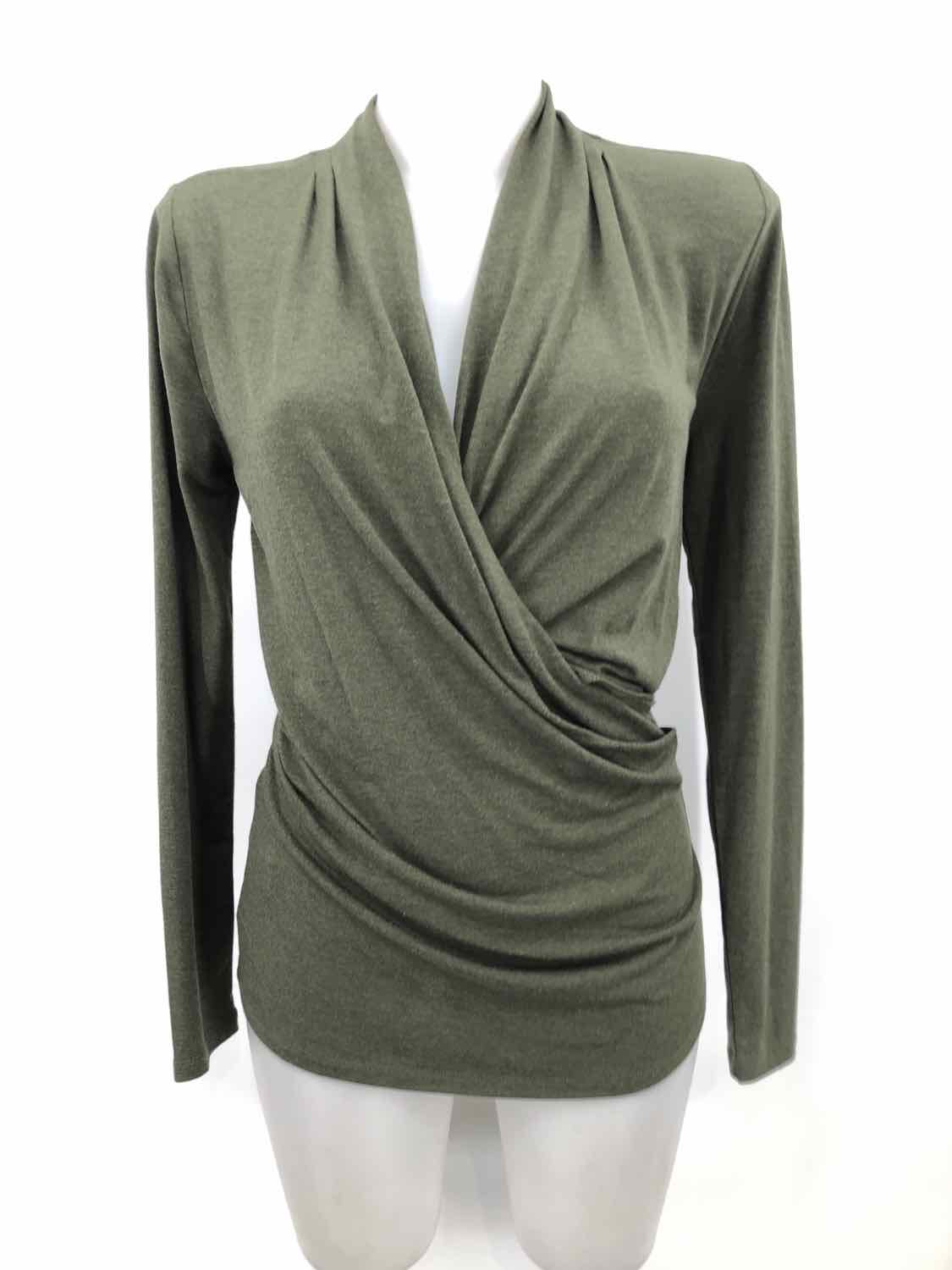 Ann Taylor Green Size Small Draped Long Sleeve Blouse