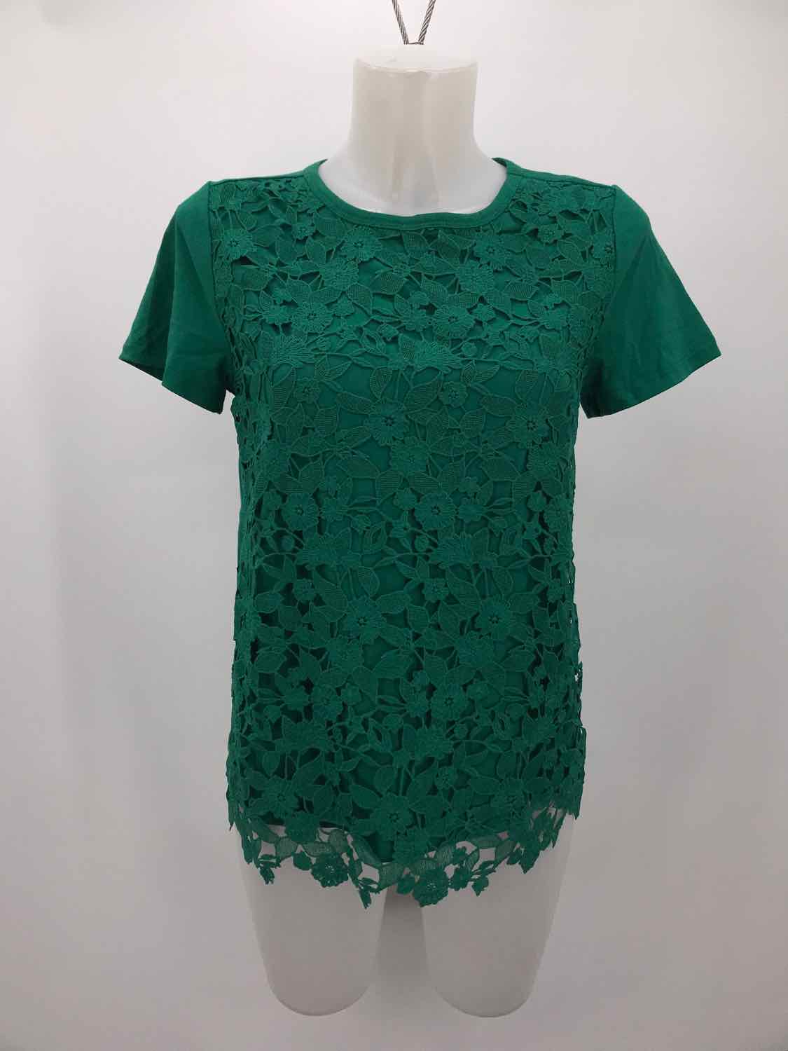 Ann Taylor Green Size Small P Lace Lace Blouse