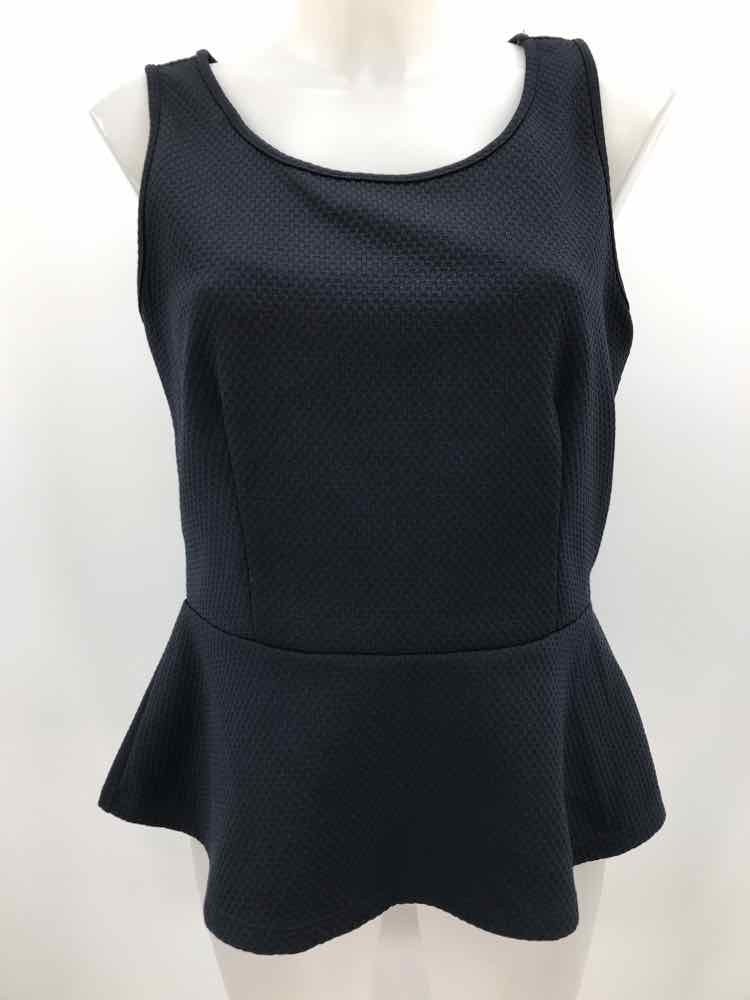 Ann Taylor Navy Size Medium Polyester Peplum Sleeveless Top