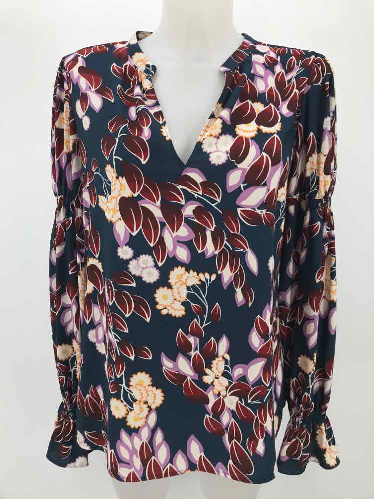 Ann Taylor Navy Size Small T Polyester Floral Tunic