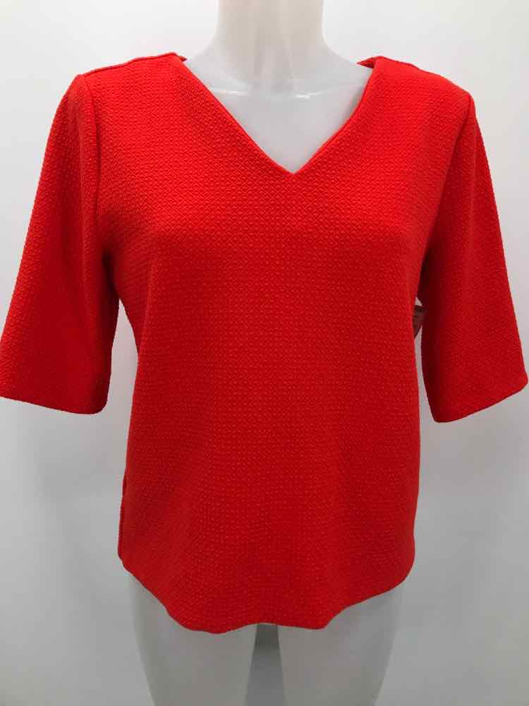 Ann Taylor Orange Size Medium Textured Mid Sleeve Blouse