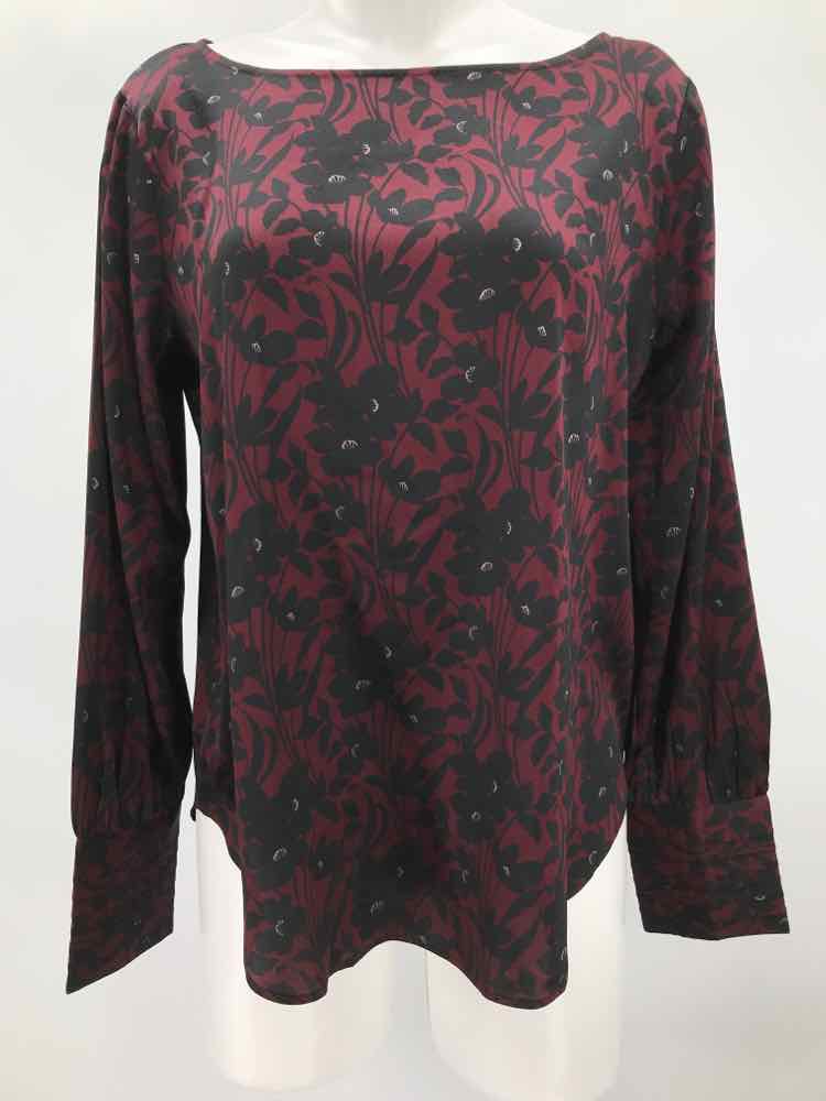 Ann Taylor Purple Size Small Floral Long Sleeve Blouse