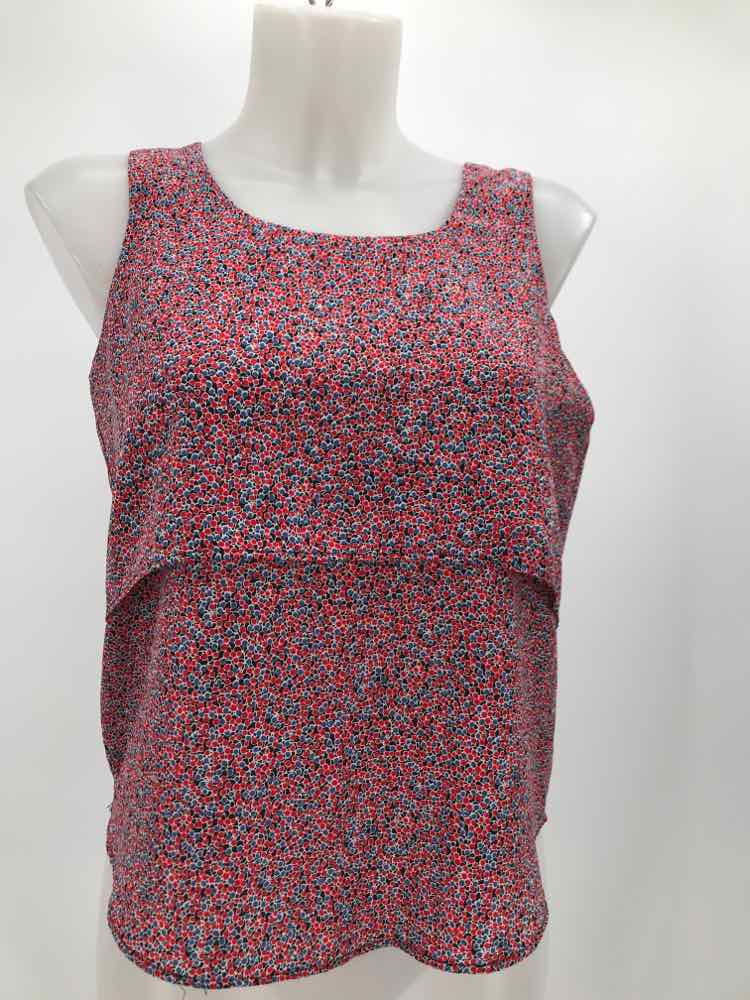 Ann Taylor Red Size XS Spotted Layered Tank Top