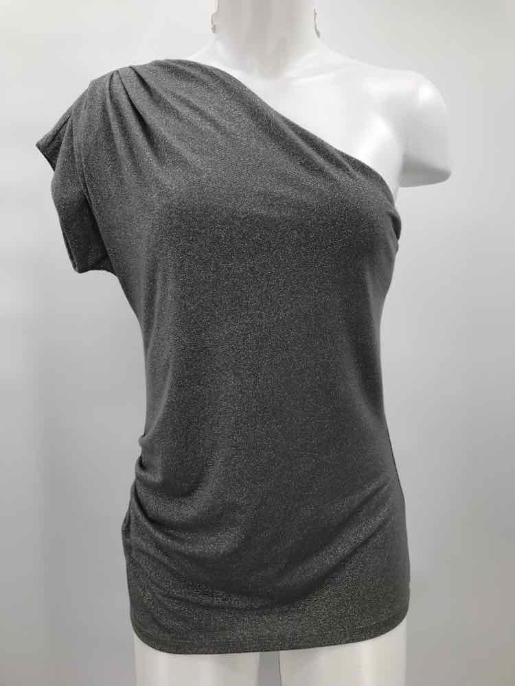 Ann Taylor Silver Size Medium Shimmer Ruched One Shoulder Top